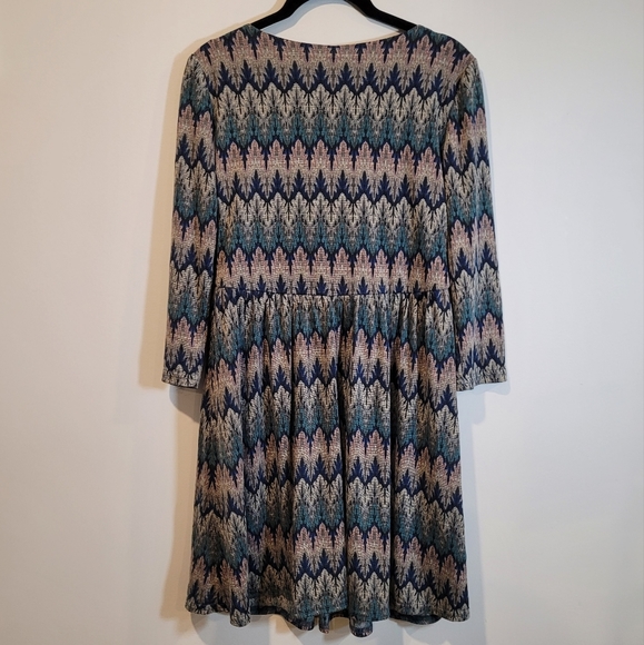Uncle Frank USA Chevron Zig Zag Multicolor Knit Midi Dress Sz S - Picture 3 of 12